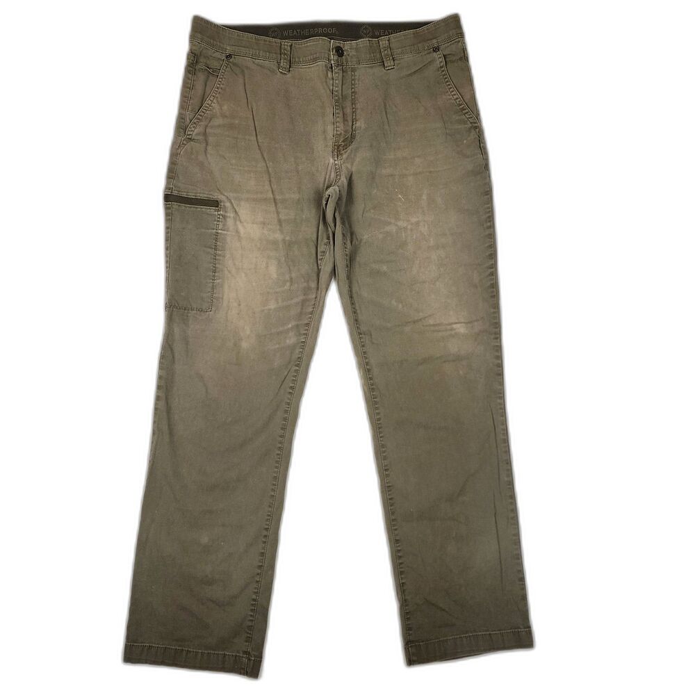 Weatherproof Secure Zip Pocket Green Utility Pant Men's Size 36 x 32